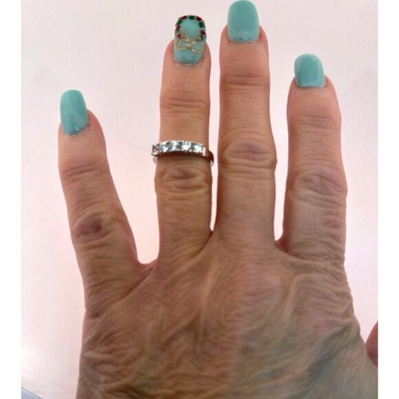 Vintage 925 Sterling Silver Five Stone CZ Band Ring Size 6.75 Estate Jewelry - Picture 6 of 11